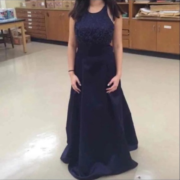 Royal Purple Beaded Long Prom Dress - Picture 1 of 4